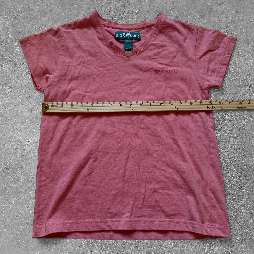 Big Dogs Pink V-Neck Cotton T-Shirt Womens Small Y2K Baby Tee Short Sleeve - Picture 4 of 5